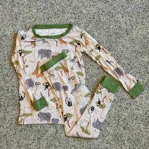 Little Sleepies Safari Animal Print Pajama Set with Green Trim